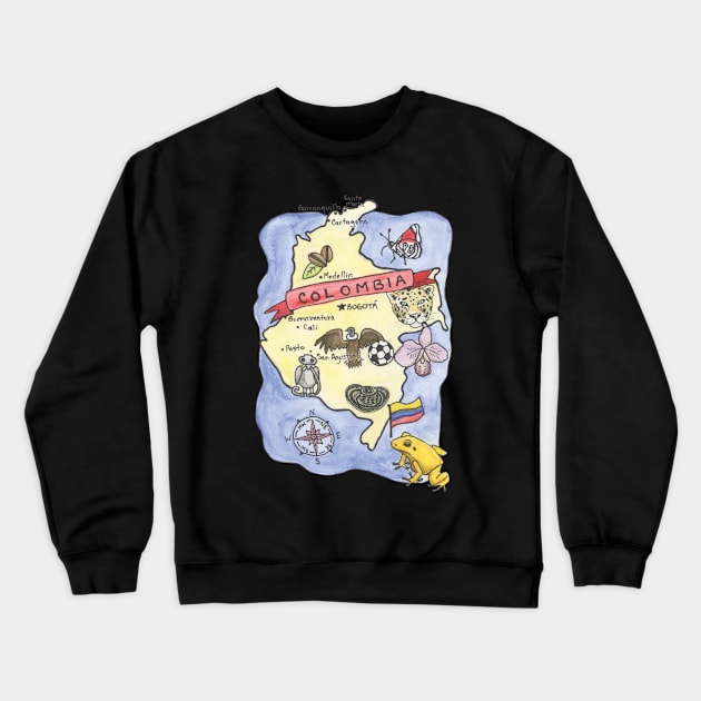 Map of Colombia Crewneck Sweatshirt by Platinumfrog